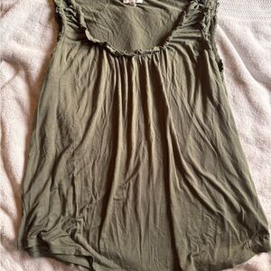 Maurices Olive Ruffle Trim Tank Top